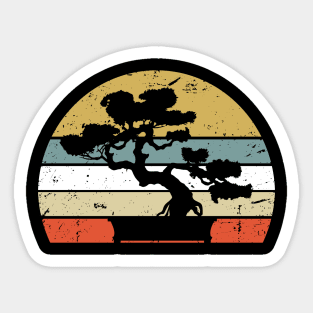 Retro Vintage Sunset Bonsai Tree Sticker